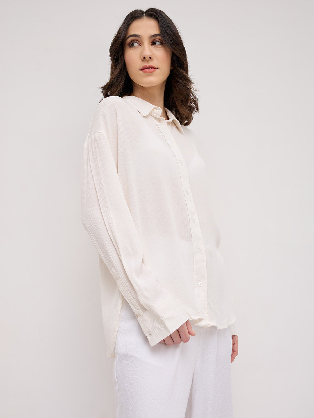 Offwhite Crepe Oversized Shirt