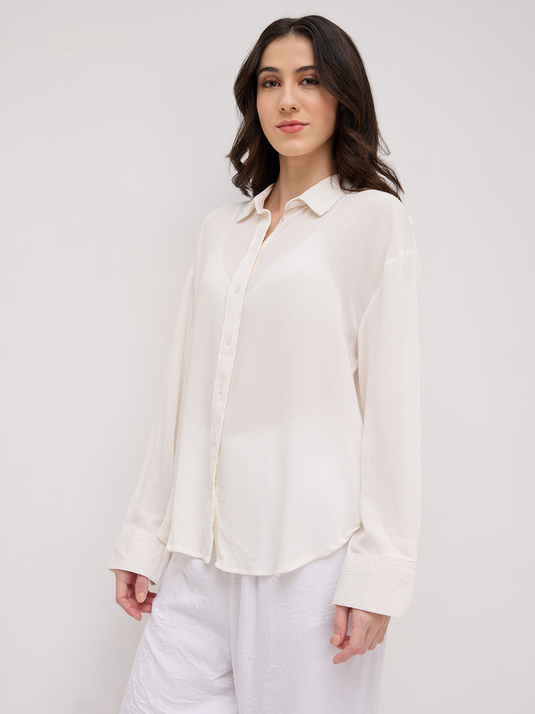 Offwhite Crepe Oversized Shirt