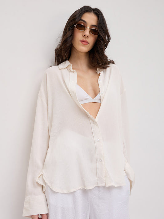 Offwhite Crepe Oversized Shirt