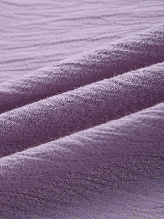 Soft Lilac Crinkled Textured Oversized Shirt