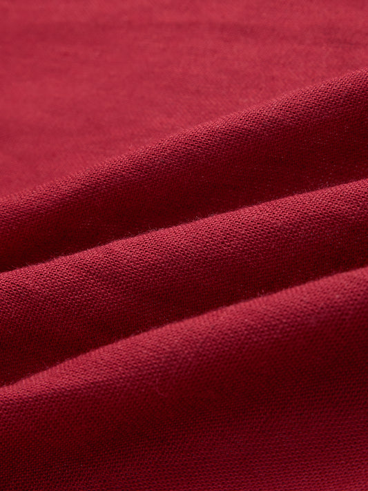 Scarlet Red Linen Blend Oversized Shirt