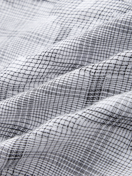 White & Black Gridlock Smokey Plaid Oversized Shirt