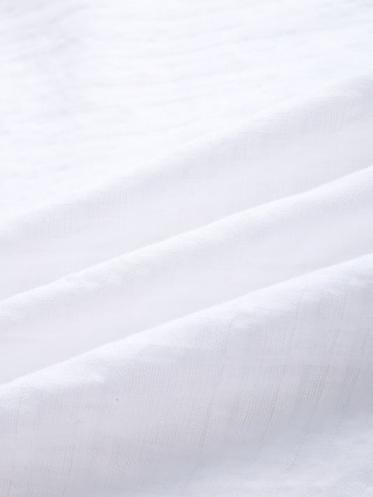 Snow White Block Embossed Textured Oversized Shirt