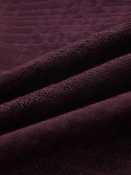 Classy Wine Block Embossed Textured Oversized Shirt