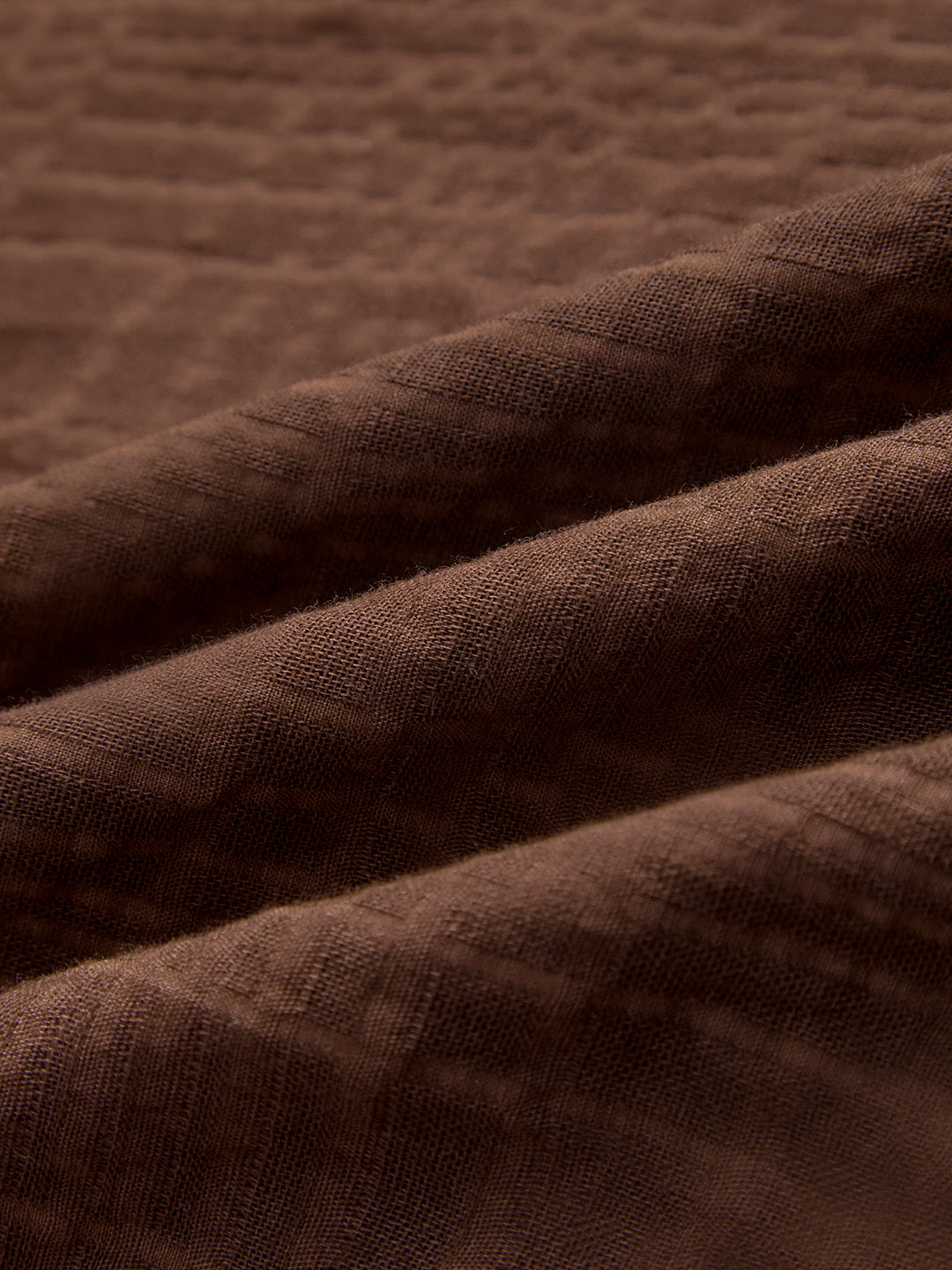 Chocolate Brown Block Embossed Textured Oversized Shirt