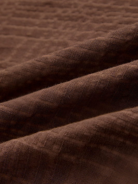 Chocolate Brown Block Embossed Textured Oversized Shirt