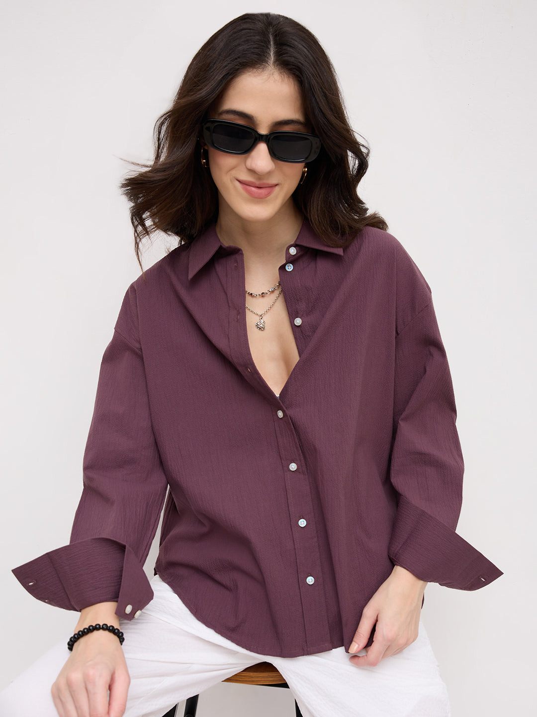Dusty Aubergine Oversized Shirt