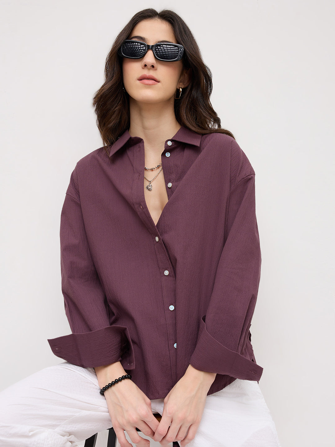 Dusty Aubergine Oversized Shirt