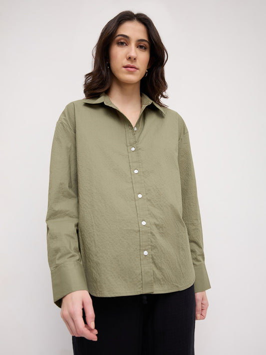 Sage Green Contemporary Oversized Shirt