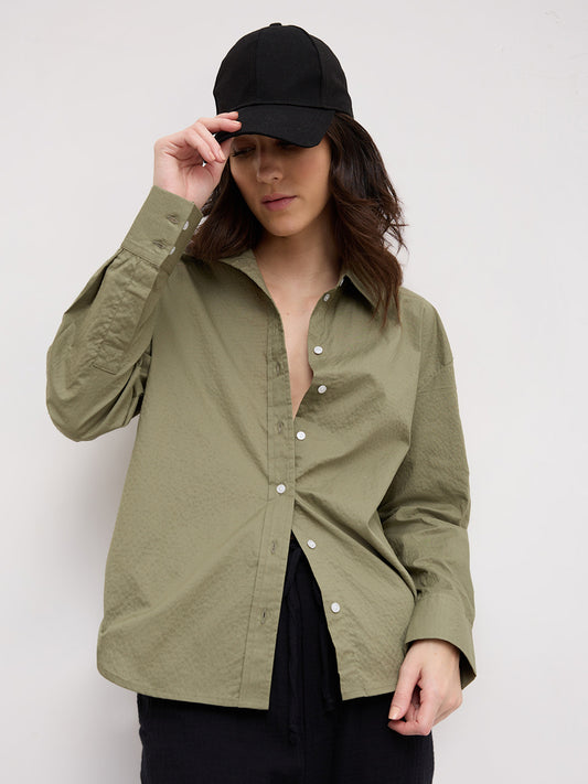 Sage Green Contemporary Oversized Shirt