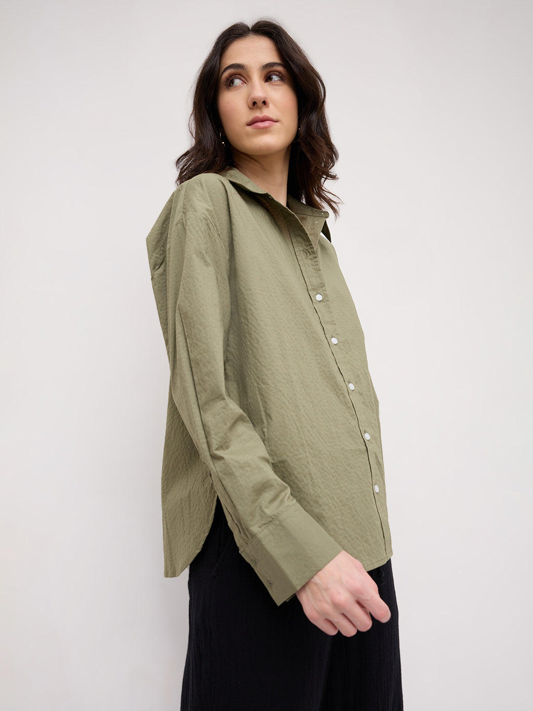 Sage Green Contemporary Oversized Shirt