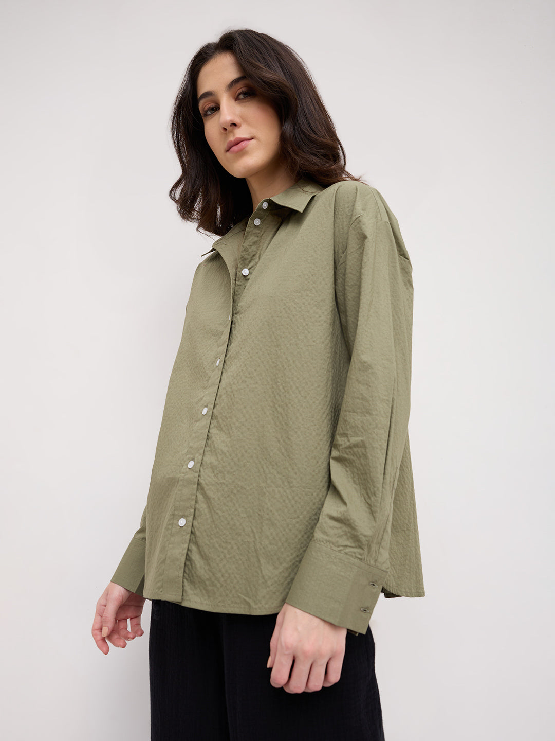 Sage Green Contemporary Oversized Shirt