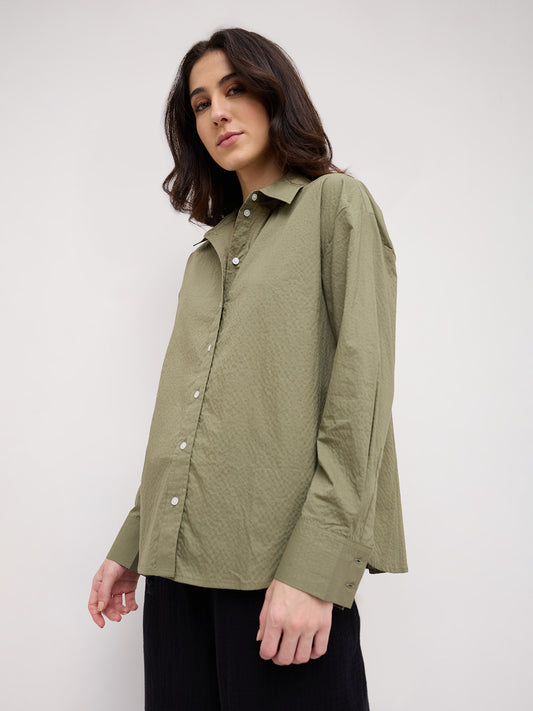 Sage Green Contemporary Oversized Shirt