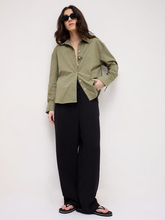 Sage Green Contemporary Oversized Shirt
