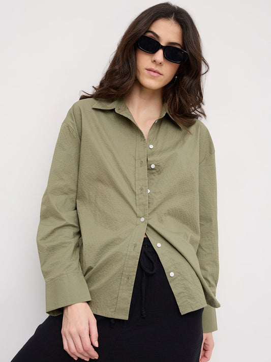 Sage Green Contemporary Oversized Shirt
