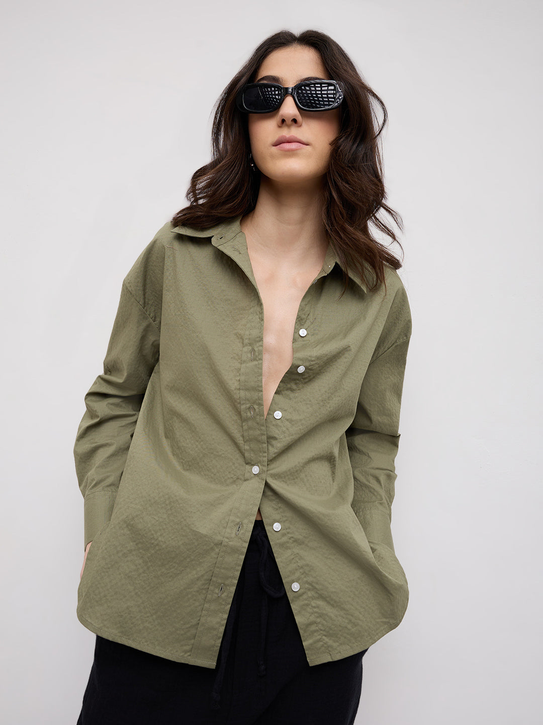 Sage Green Contemporary Oversized Shirt