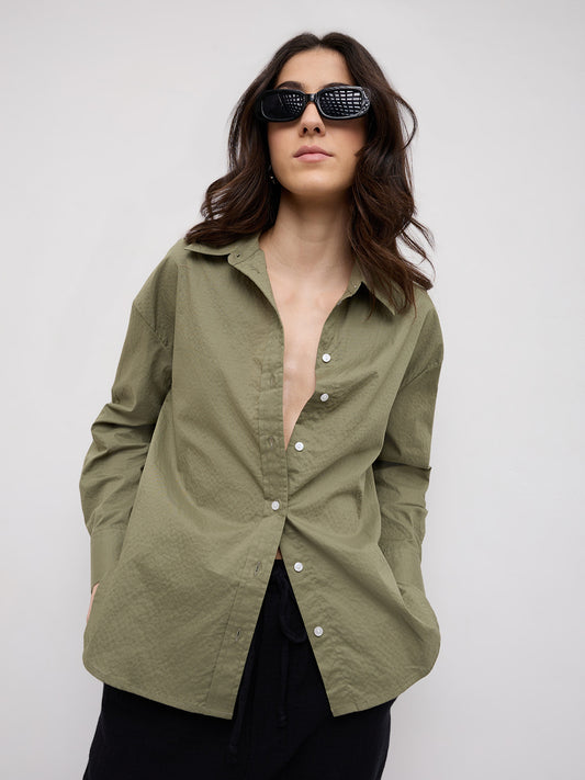 Sage Green Contemporary Oversized Shirt