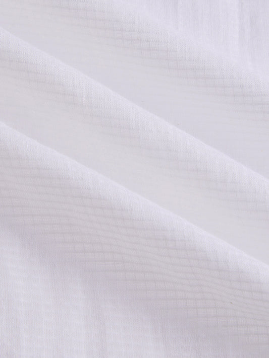 Snow White Micro Checked Sheer Textured Oversized Shirt
