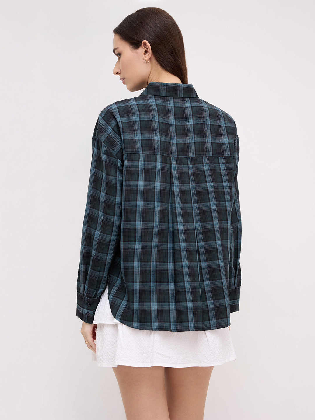 Black & Green Multi Checked Oversized Shirt