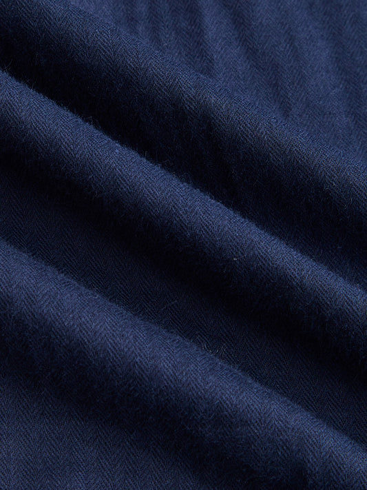 Navy Luxe Herringbone Oversized Shirt