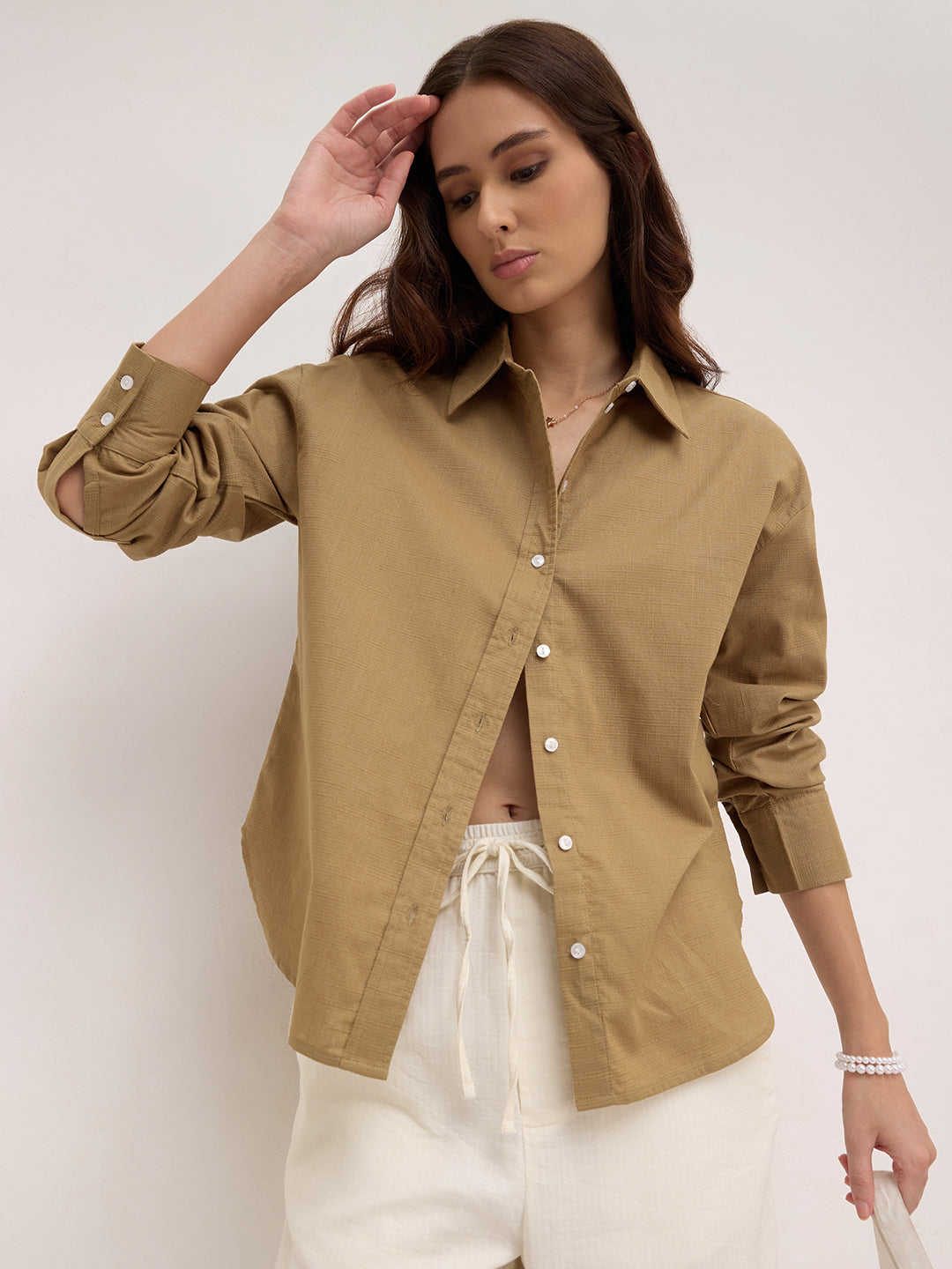 Dune Pixel Grid Slub Oversized Shirt