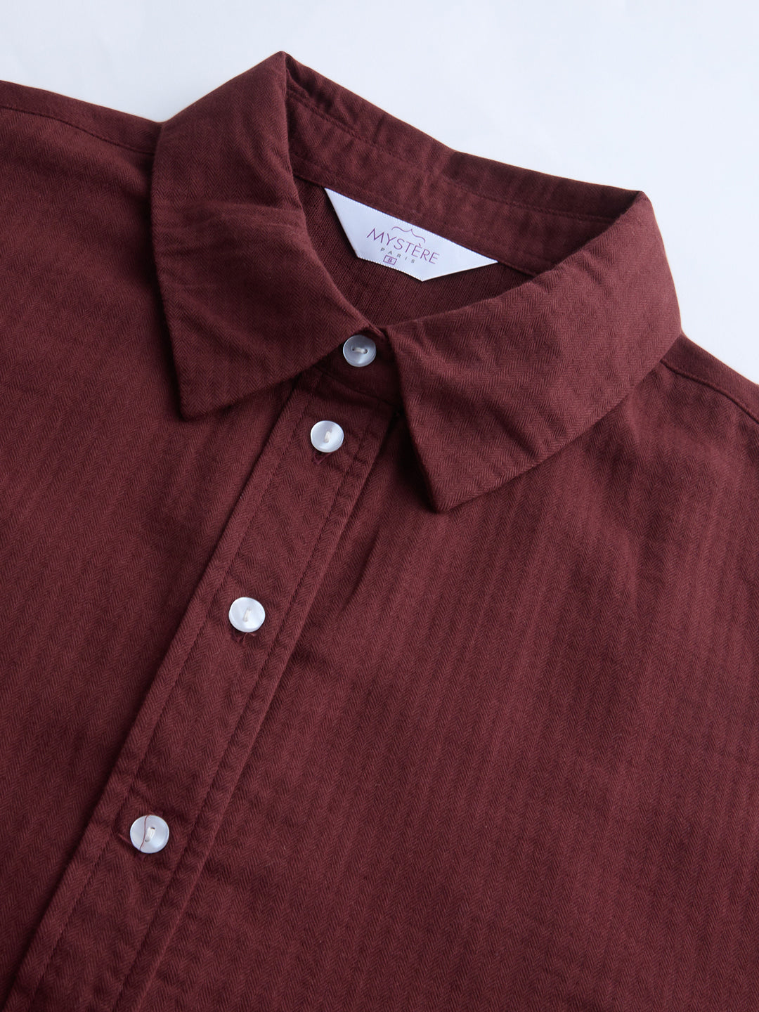 Rosewood Maroon Herringbone Textured Oversized Shirt