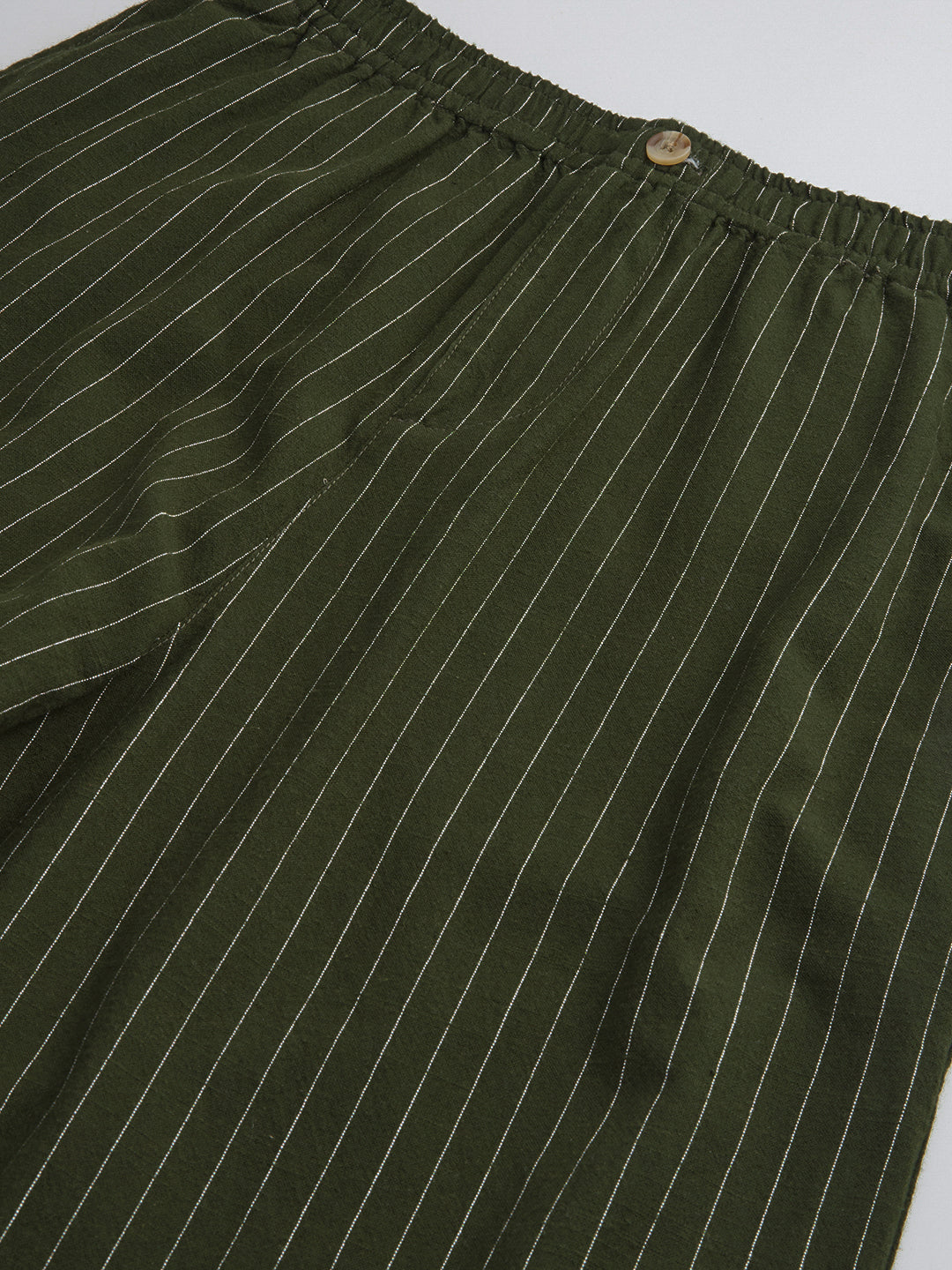 Deep Olive Pin Stripe Wide Leg Trousers