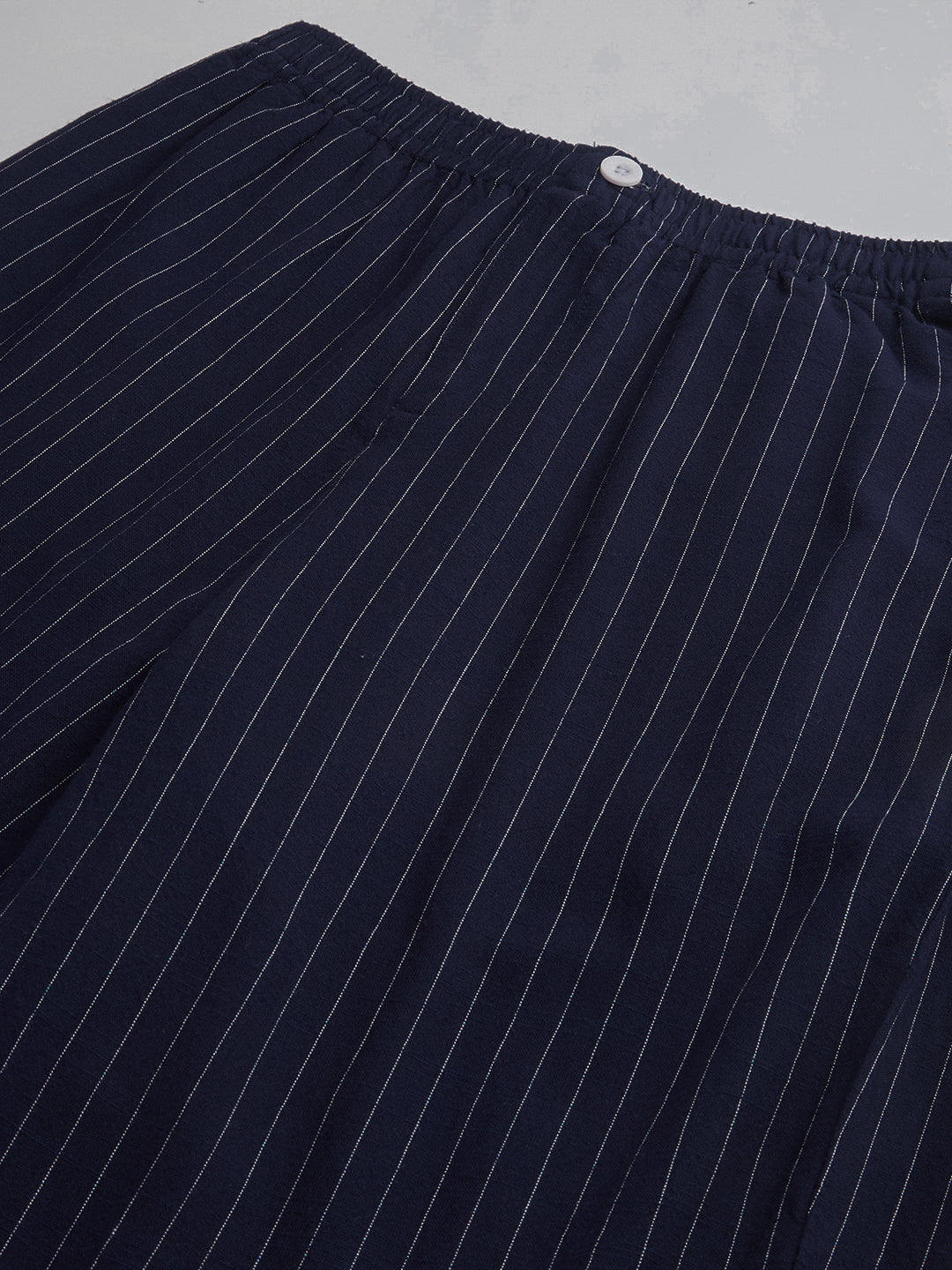 Deep Navy Pin Stripe Wide Leg Trousers
